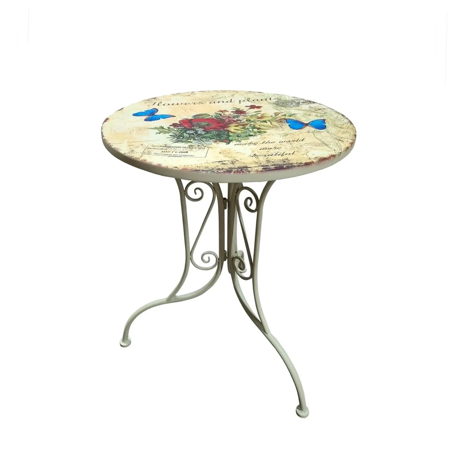 HTI-Living Gartentisch Metall Flowers and Plants Vintage