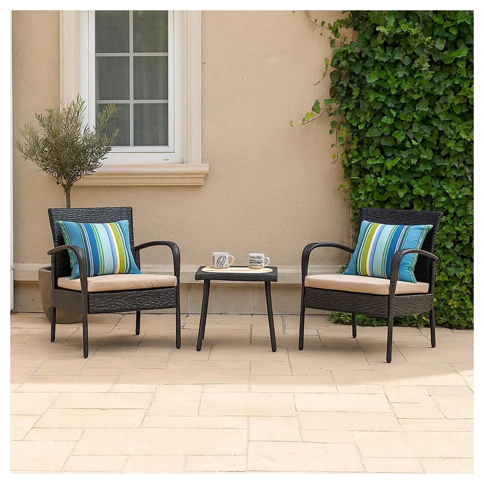HTI-Line Terrassenmöbel Neapel Set mit Tisch und 2 Stühlen