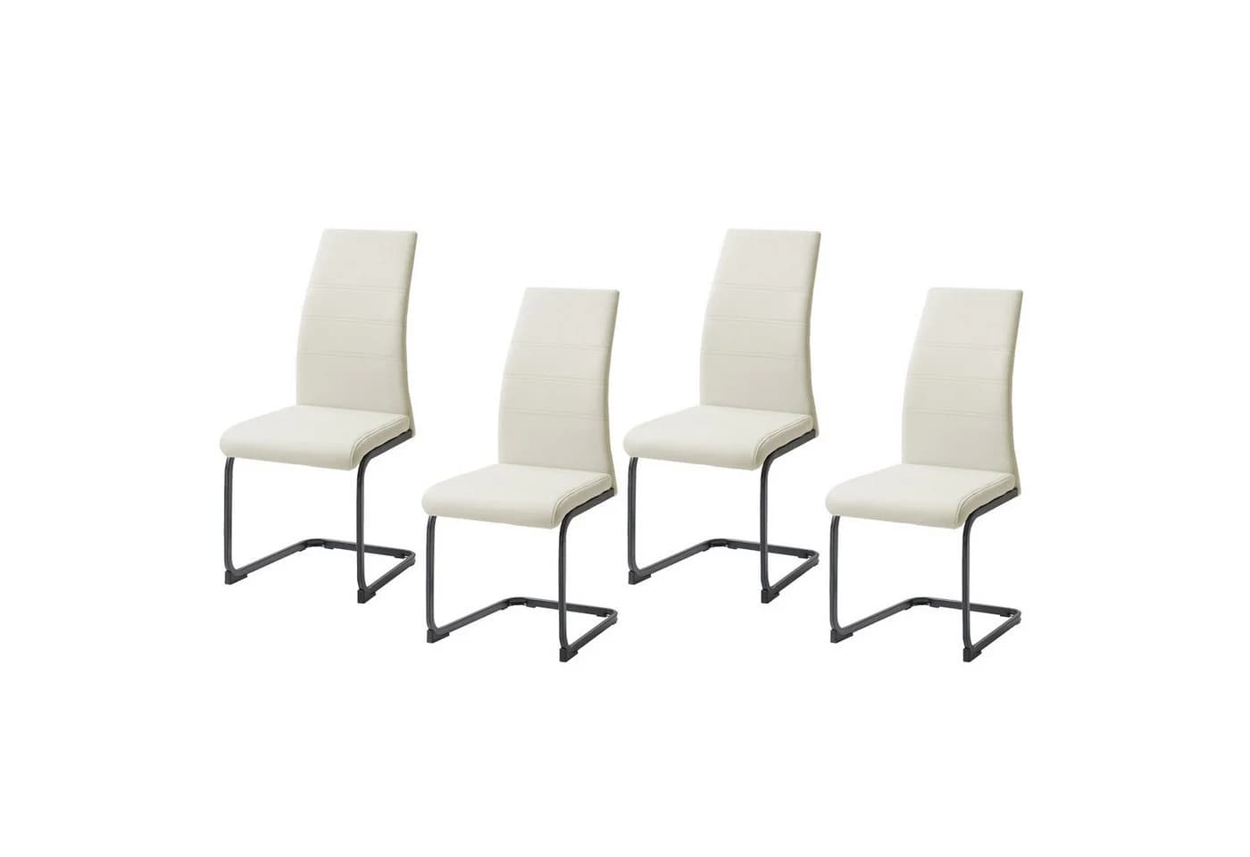 HTI-Line Freischwinger Schwingstuhl SallyP 4er Set Beige Kunstleder - Bild 3