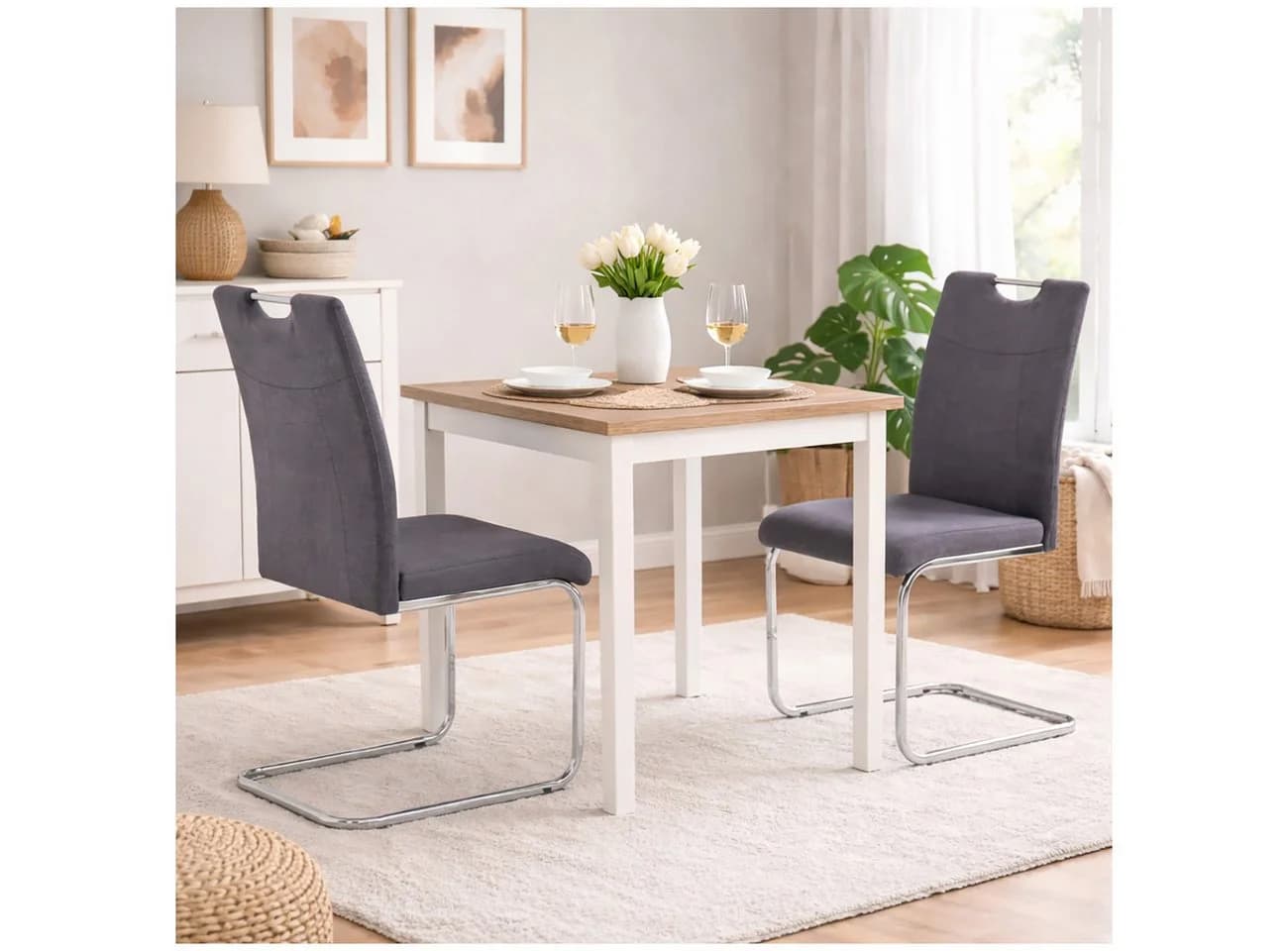 HTI-Line Freischwinger Schwingstuhl KellyC Grau 2er Set - Bild 3