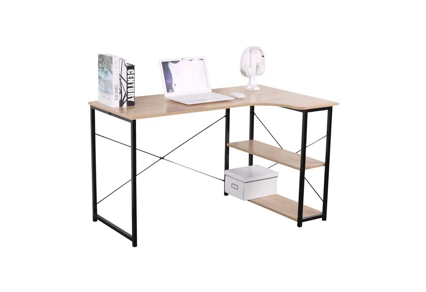 HTI-Line Eckschreibtisch Mona Moderner Computertisch mit Regalen - Bild 2