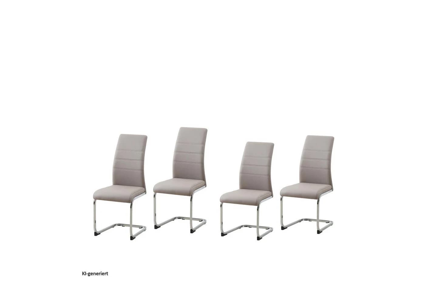 HTI-Line Freischwinger Schwingstuhl 4er Set Kunstleder Cappuccino SallyC - Bild 2