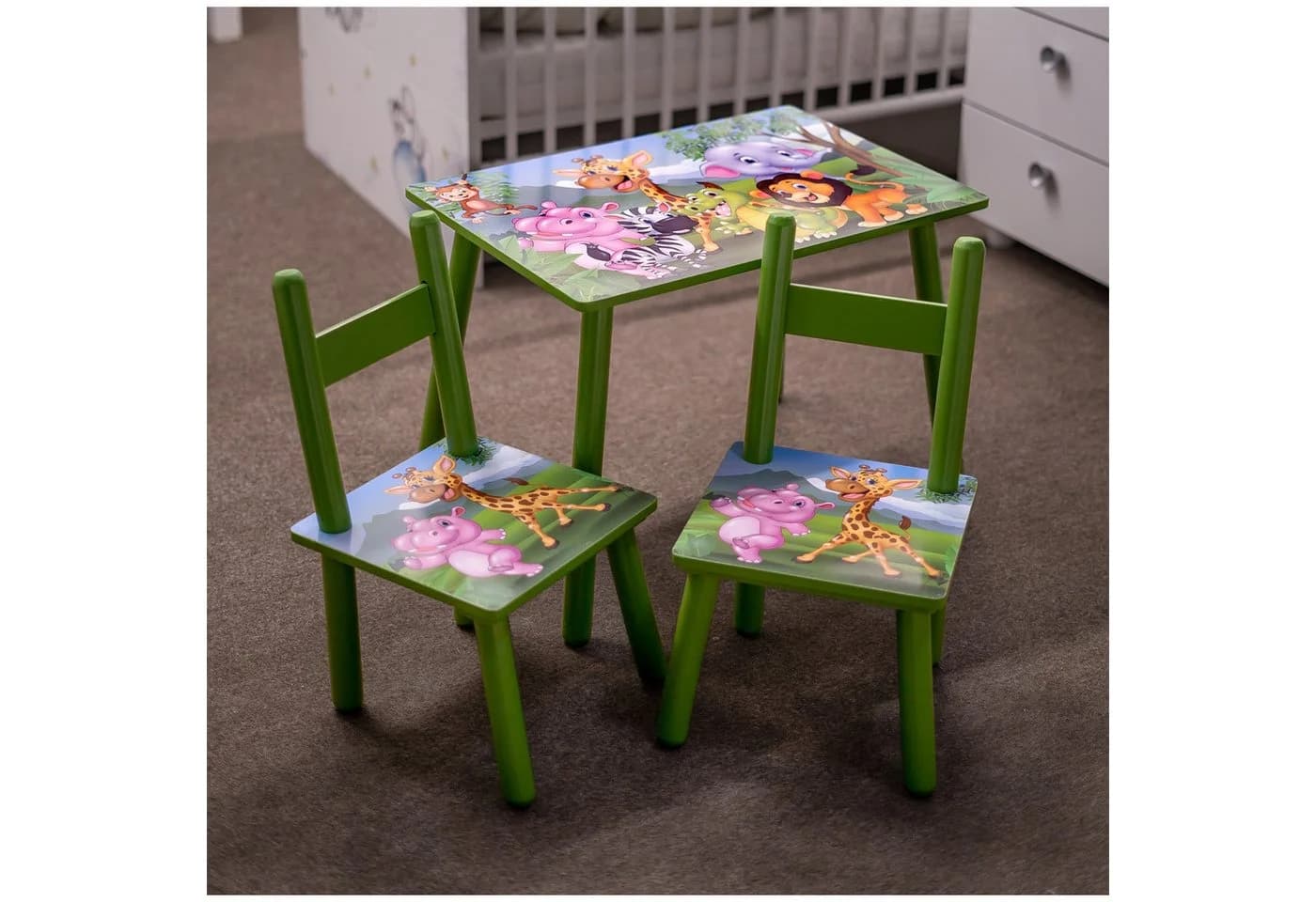 HTI-Line Kindersitzgruppe Dschungel 3-tlg. 1 Tisch 2 Stühle Bunt - Bild 4