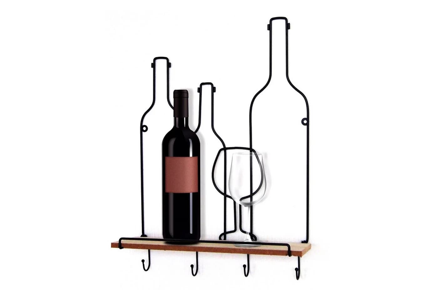 HTI-Line Wandregal Vino Viola Weinmotiv Hakenleiste
