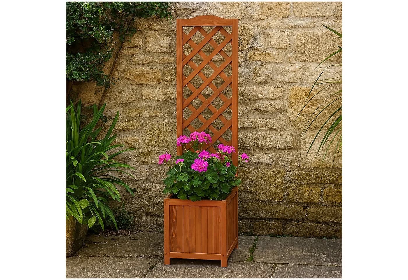 HTI-Line Blumenkasten Heidi Small mit Rankgitter Braun