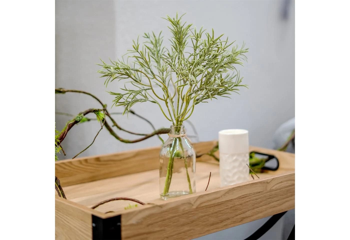 HTI-Living Kunstblume Rosmarin in Vase Grün Transparent