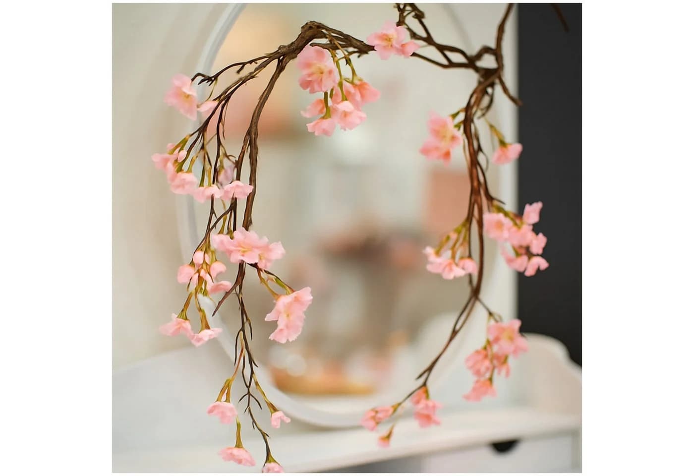 HTI-Living Kunstblume Blütengirlande Grün/Rosa 160 cm