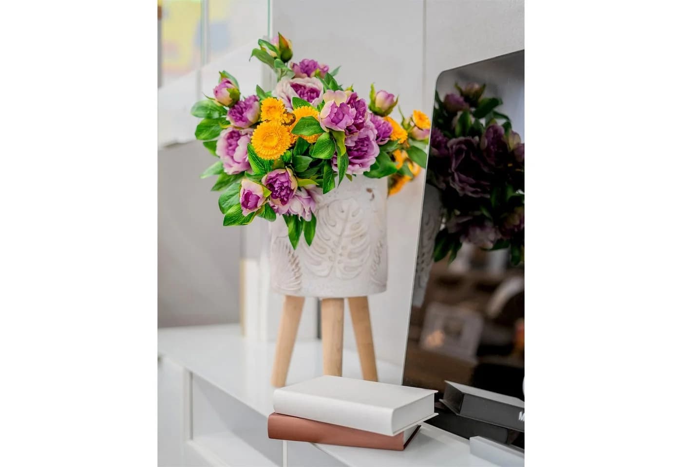 HTI-Living Kunstblume Gelbe Margerite Flora 38 cm - Bild 4