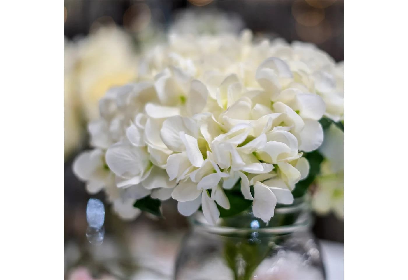HTI-Living Kunstblume Hortensie Weiß in Vase - Bild 3