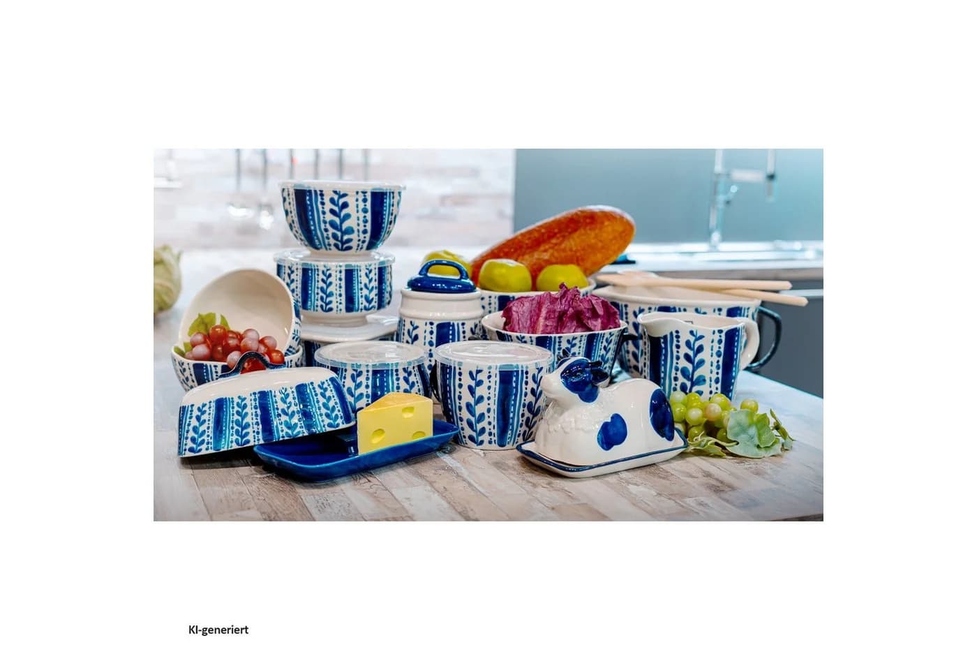 Neuetischkultur Rührschüssel Keramik gemustert blau Landhausstil - Bild 4