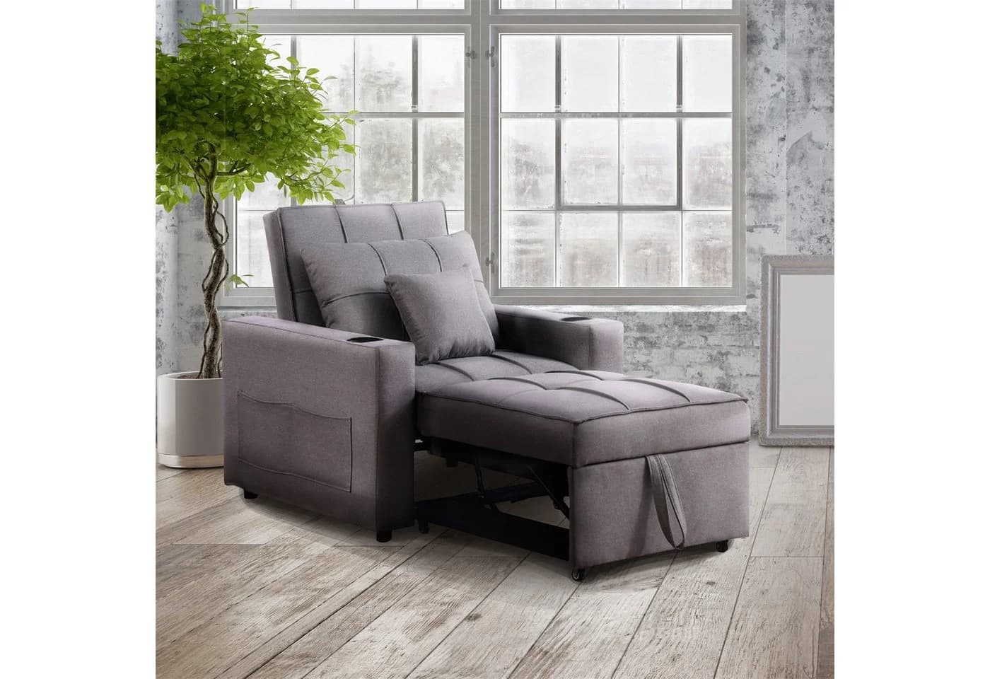 HTI-Living Relaxsessel Maritta Grau mit Becherhalter und Schlaffunktion - Bild 2