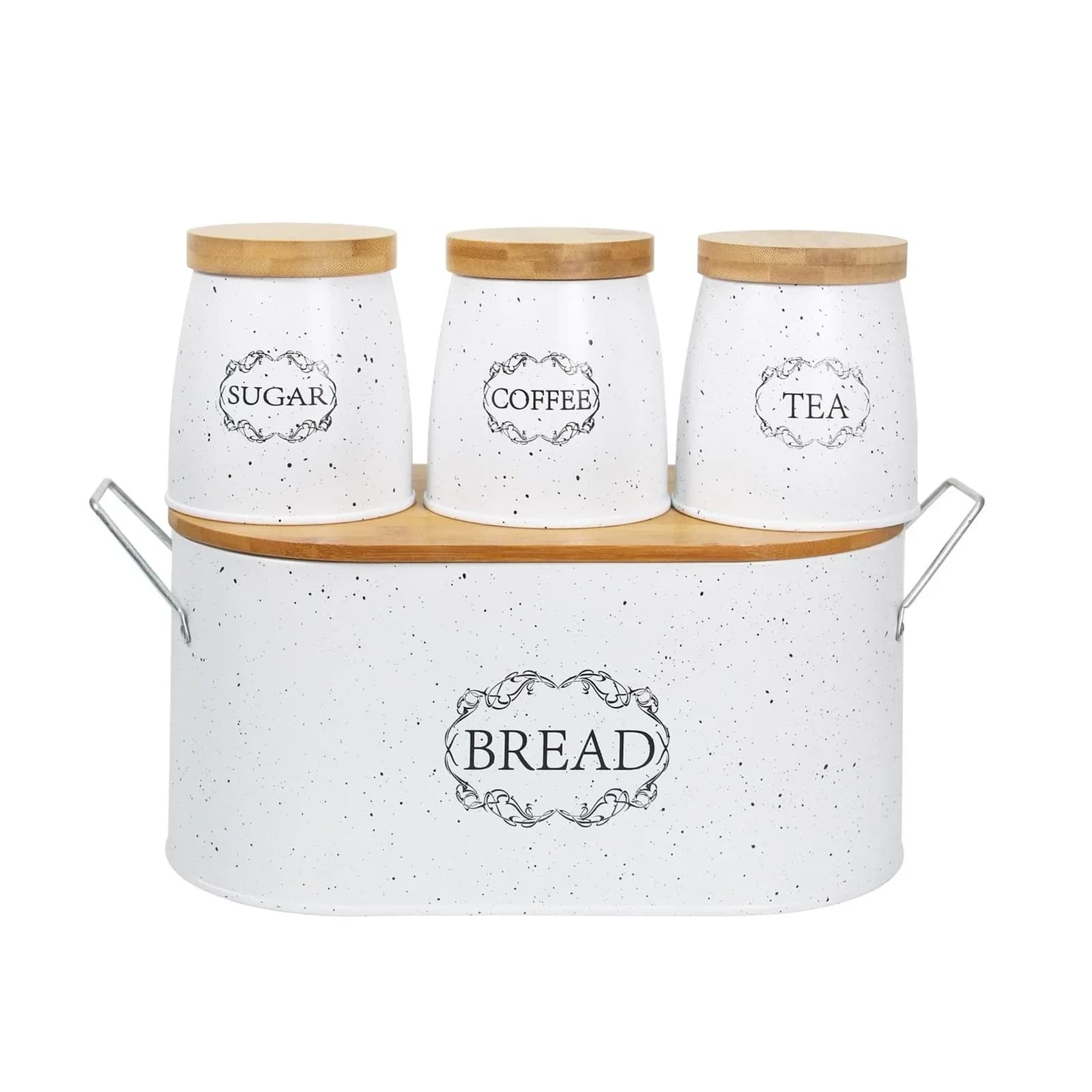 Kultur Brotkasten 4er-Set Weiß Landhausstil