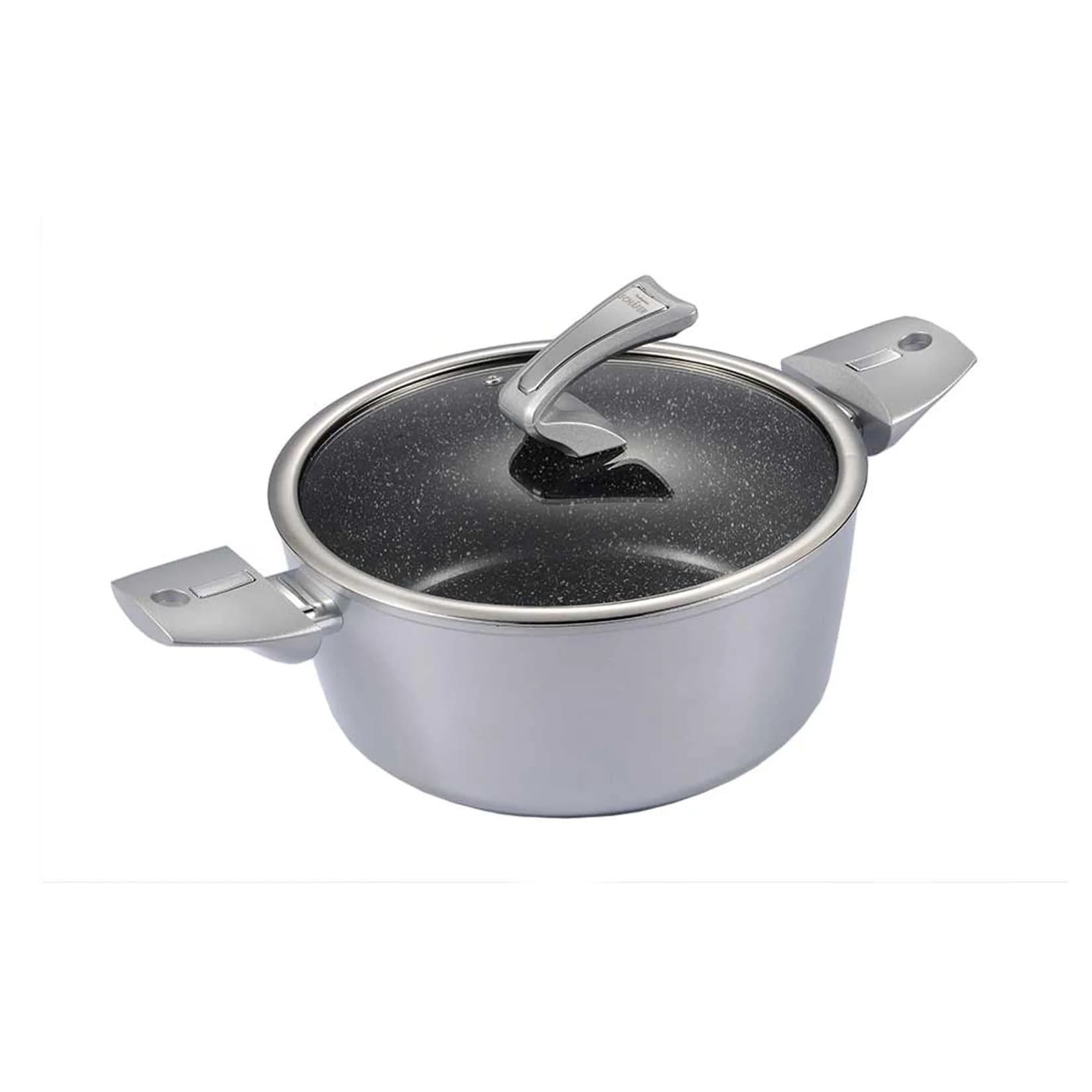 neuetischkultur Bratentopf Metallic Silber mit Glasdeckel