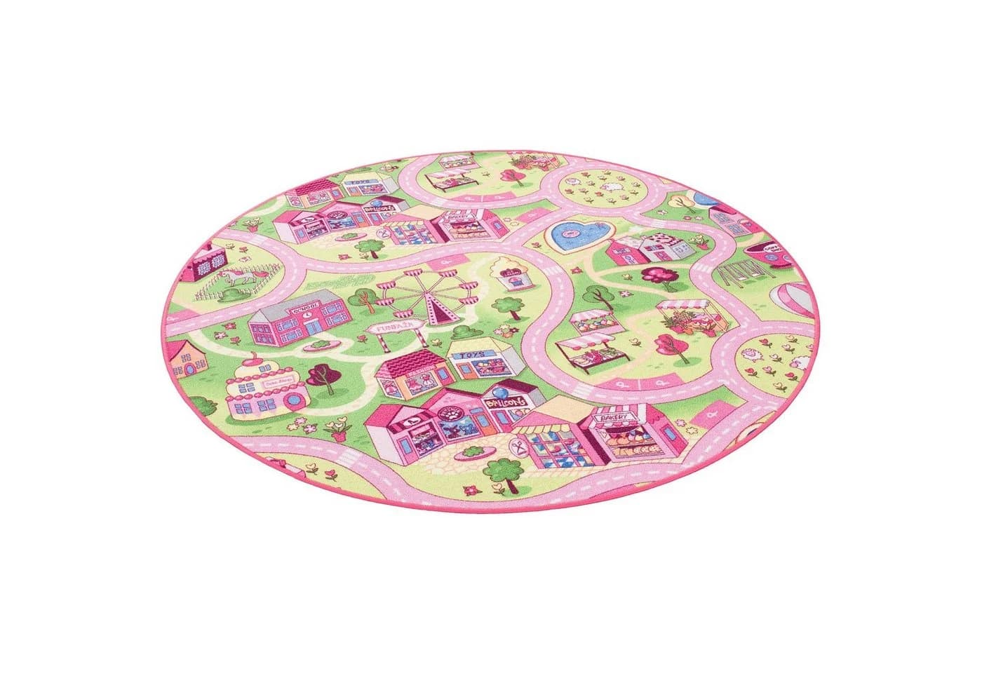 Snapstyle Kinderteppich Girls Village Rund Rosa - Bild 5