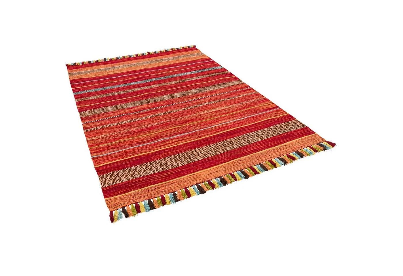 Pergamon Kelim Teppich Kalleen Rot Handgewebt Baumwolle - Bild 5
