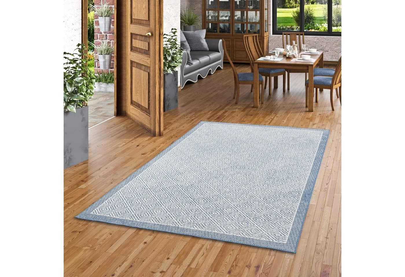 Pergamon Outdoorteppich Hampton Meliert Blau In & Outdoor - Bild 2