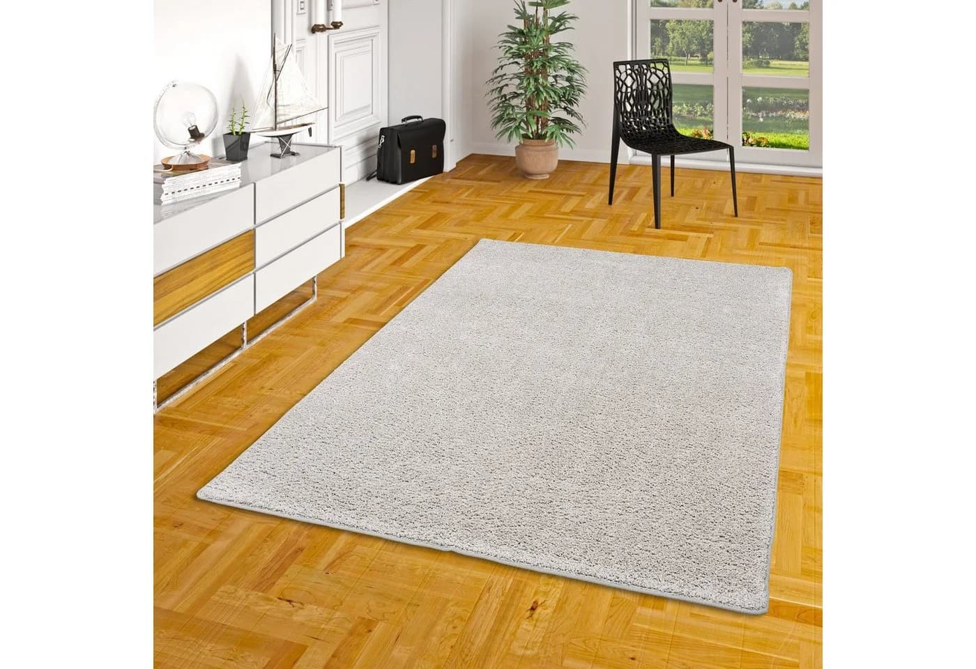 Snapstyle Veloursteppich Mona Hochflor Silbergrau Rechteckig - Bild 2