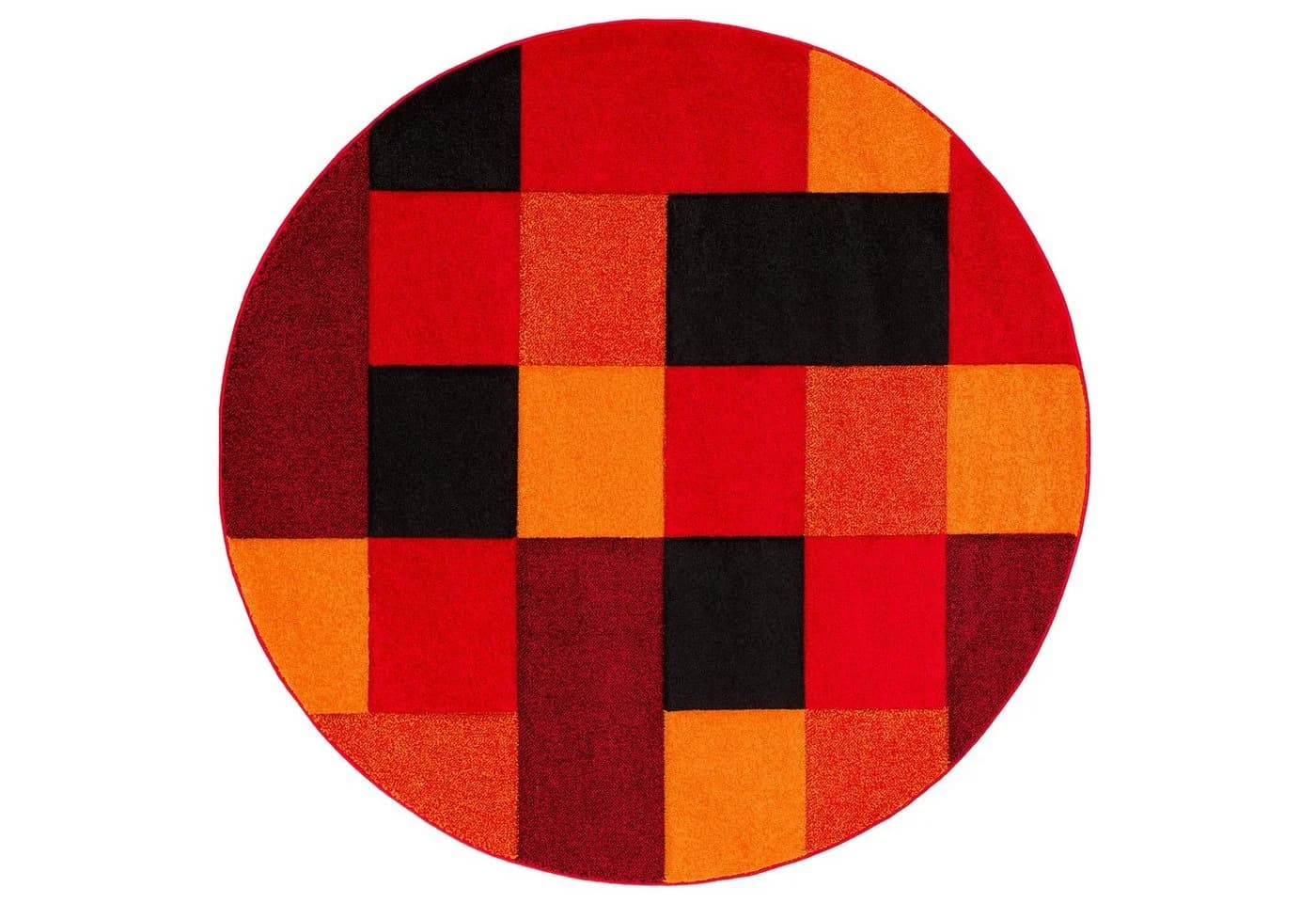 Pergamon Designteppich Brilliant Karo Rund Orange/Rot