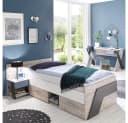 Lomadox Jugendbett LEEDS-10 Sandeiche/Weiß mit Stauraum Bild 5