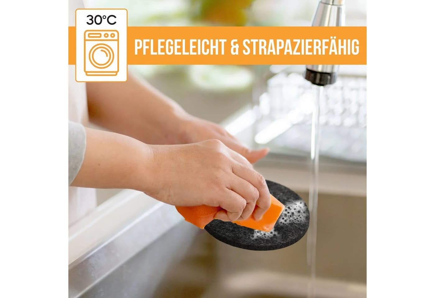 wortek Filz-Untersetzer Rund Schwarz 10er Set