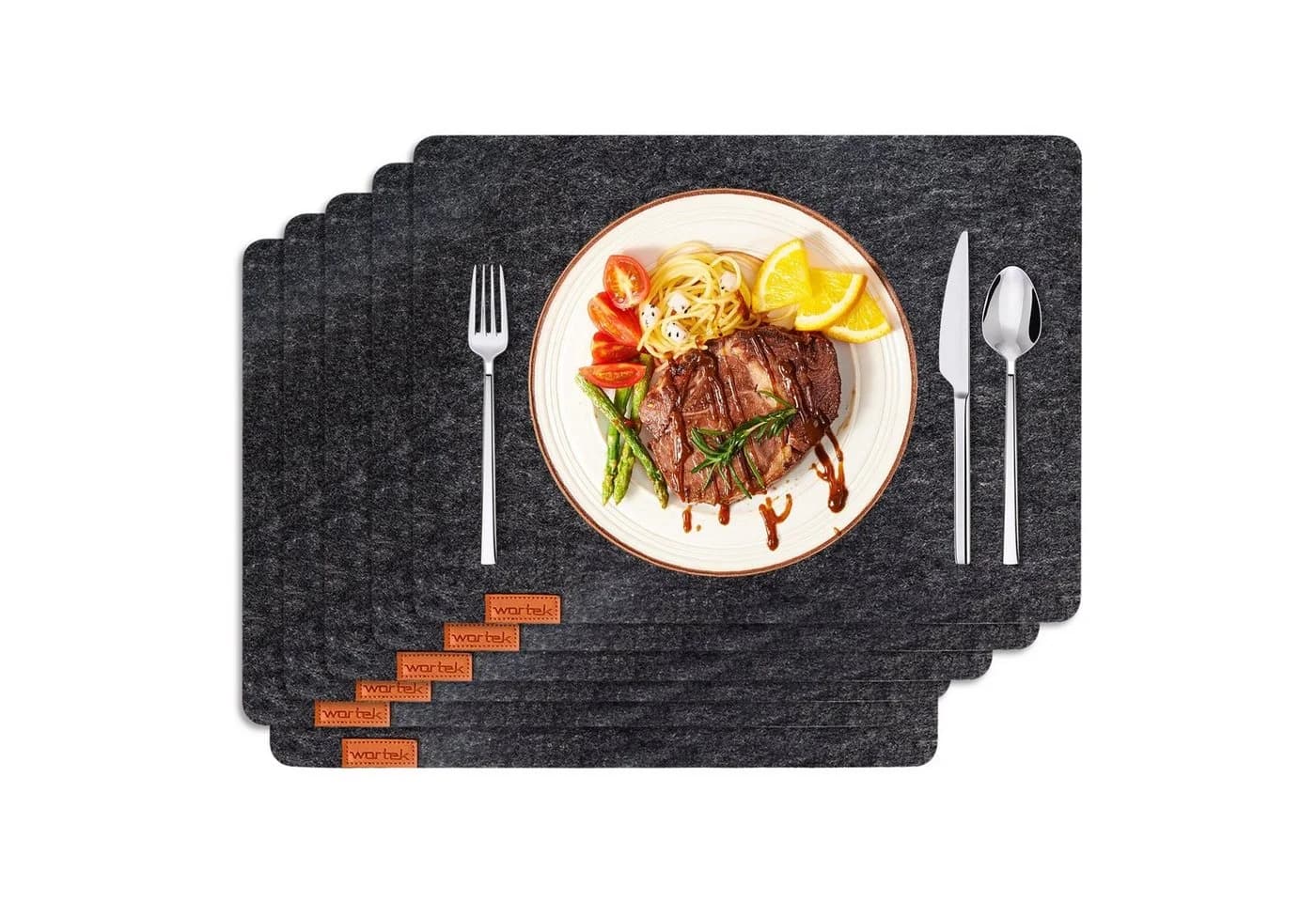 wortek Platzset 4-teilig Filz Schwarz Tischuntersetzer - Bild 2