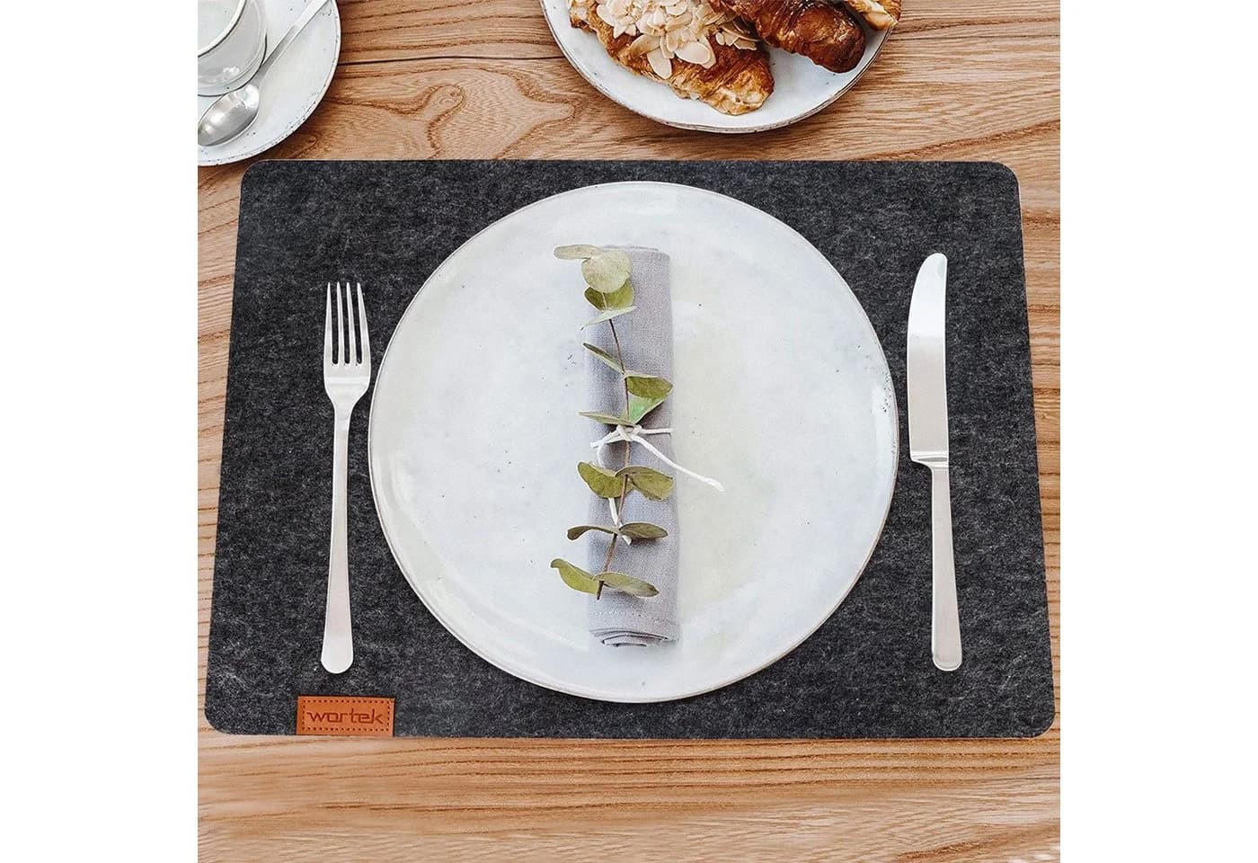 wortek Platzset 4-teilig Filz Schwarz Tischuntersetzer - Bild 3