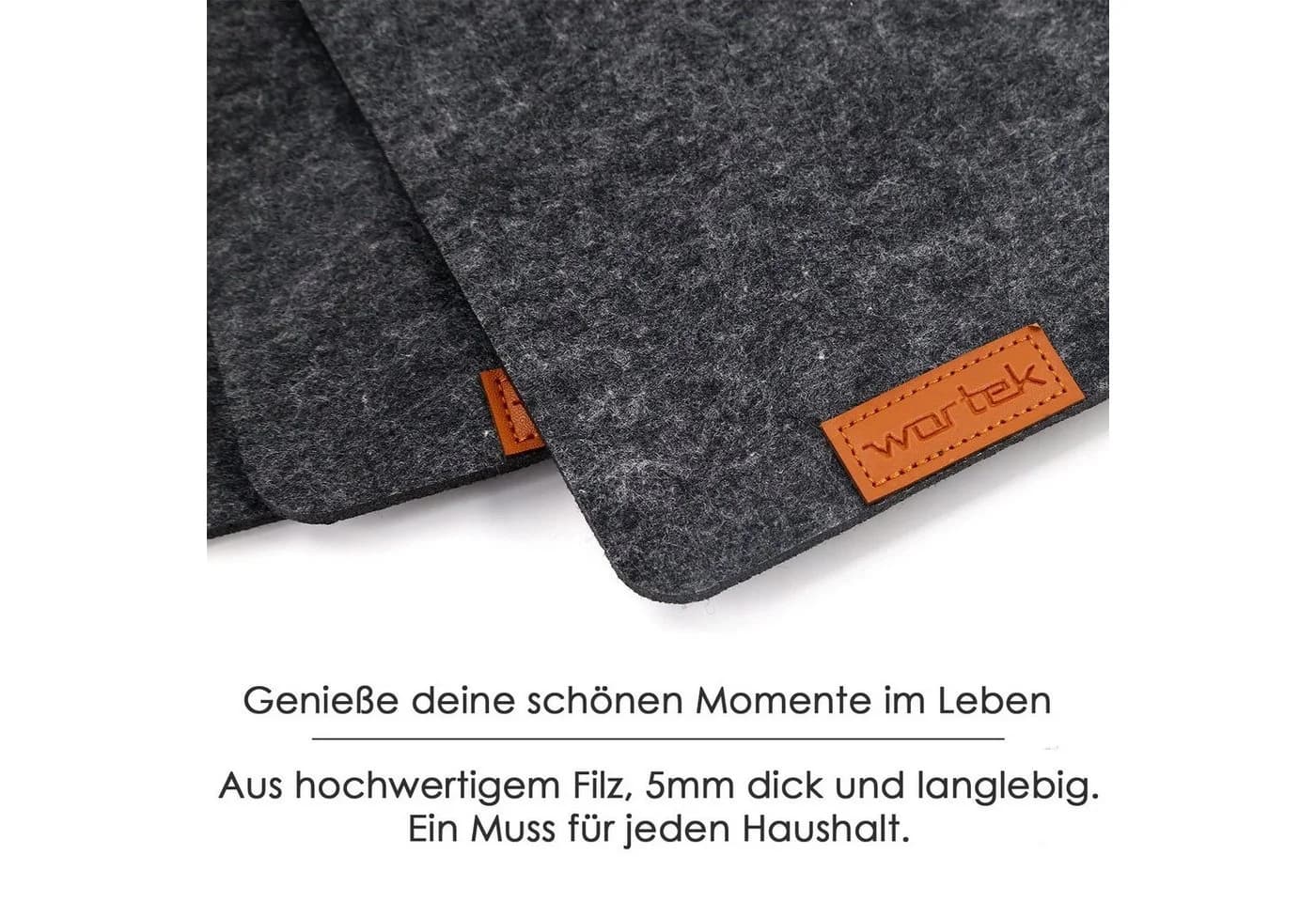 wortek Platzset 4-teilig Filz Schwarz Tischuntersetzer - Bild 4