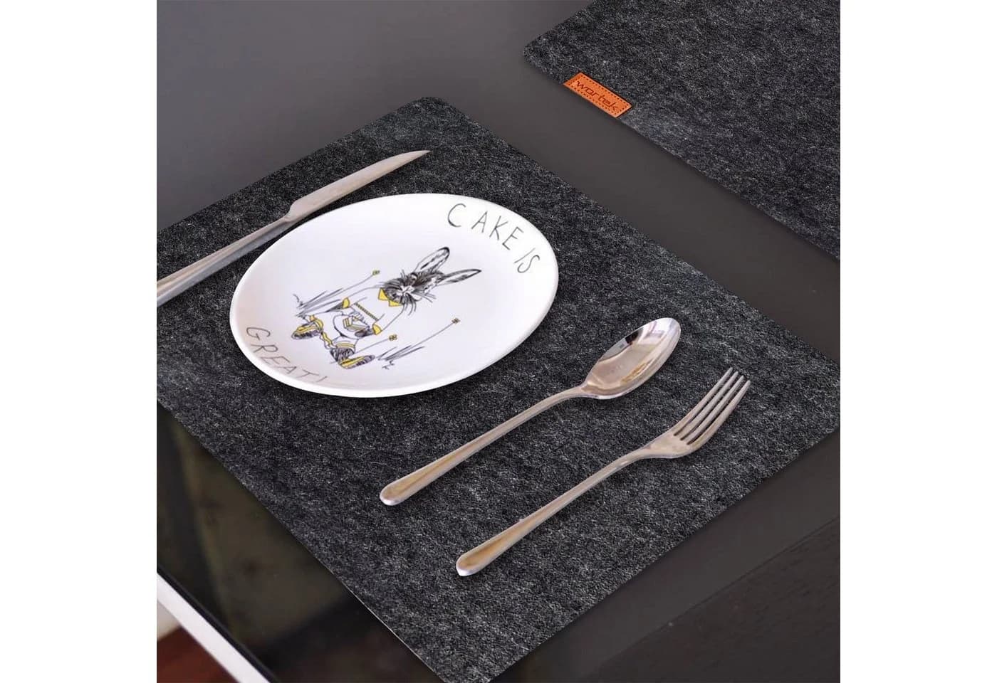 wortek Platzset 4-teilig Filz Schwarz Tischuntersetzer - Bild 5