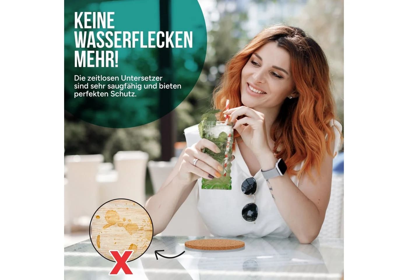wortek Getränkeuntersetzer 10-tlg. Kork mit Holzhalterung - Bild 5