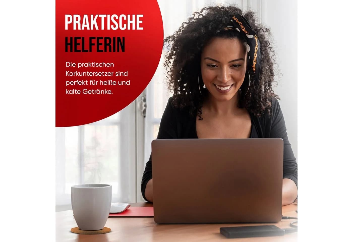 wortek Kork Getränkeuntersetzer 10er Set Braun Ø 10 cm - Bild 4