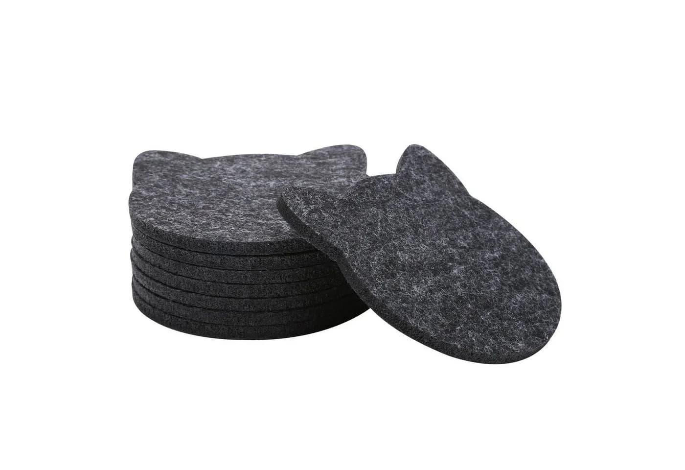 wortek Filz-Untersetzer Katze 8er Set Schwarz