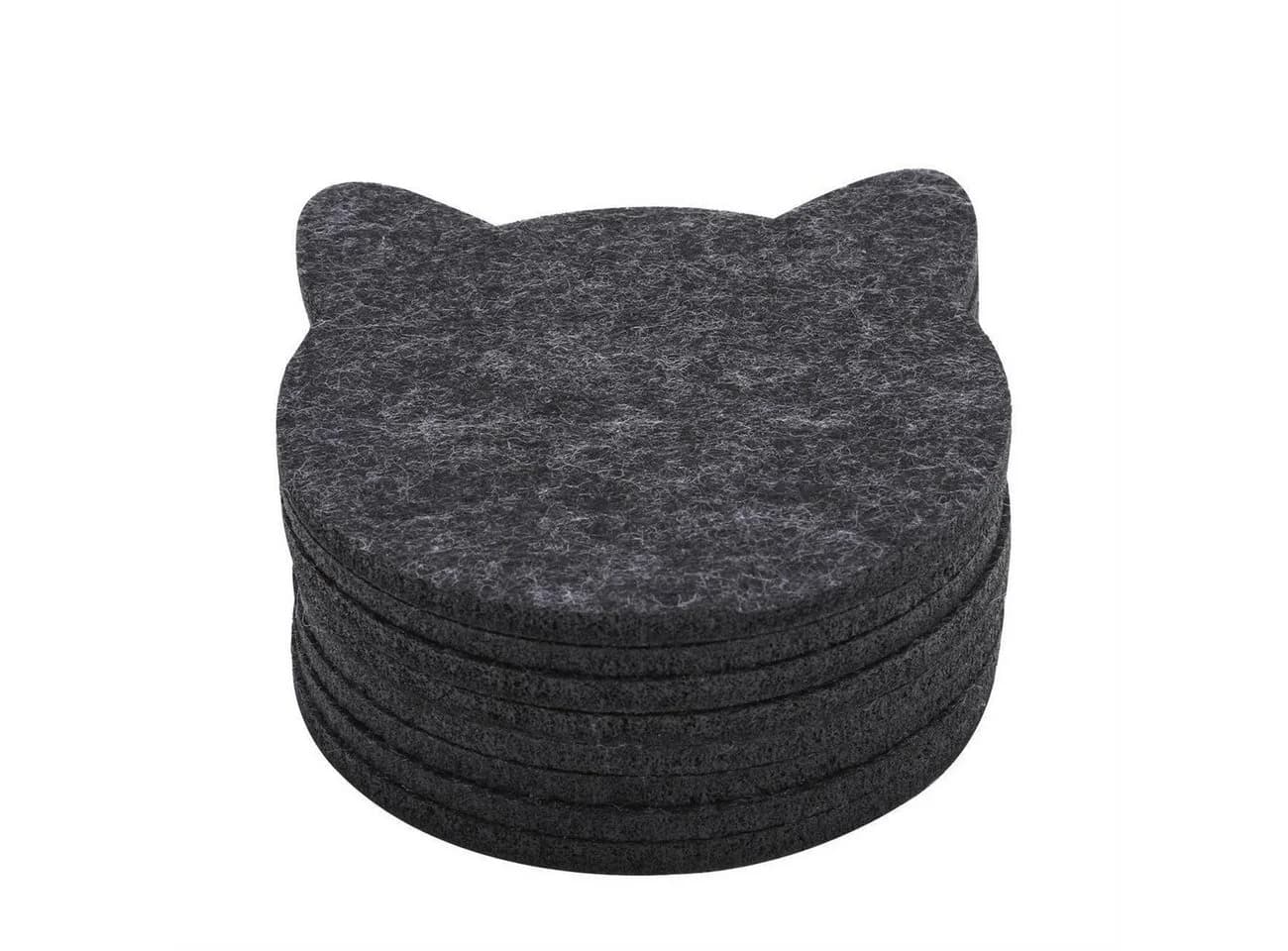 wortek Filz-Untersetzer Katze 8er Set Schwarz - Bild 3