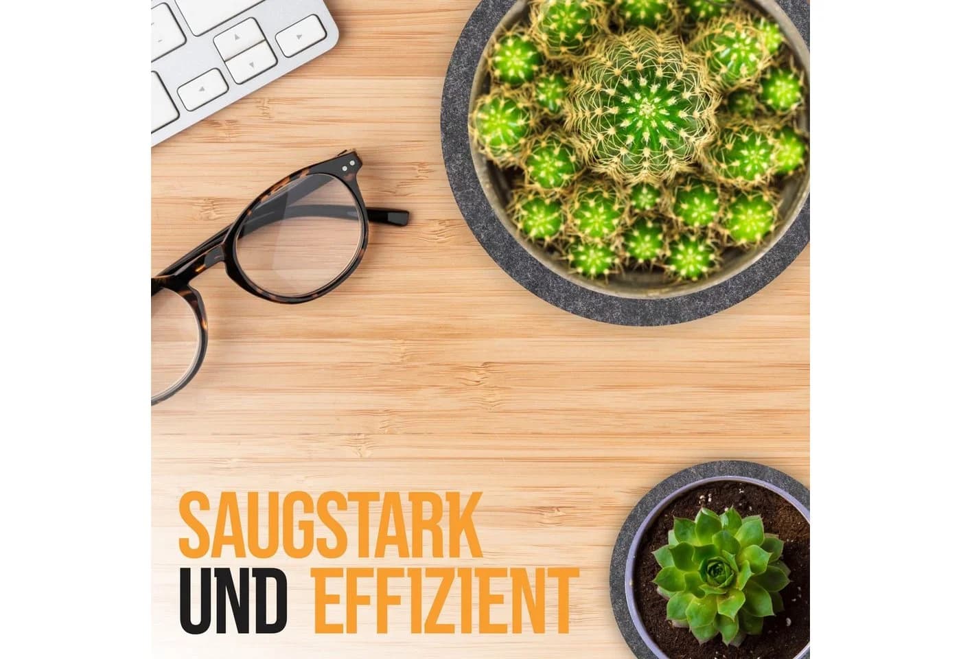 wortek Filzuntersetzer Set 6-tlg. Schwarz - Waschbar & Schutz für Möbel - Bild 5