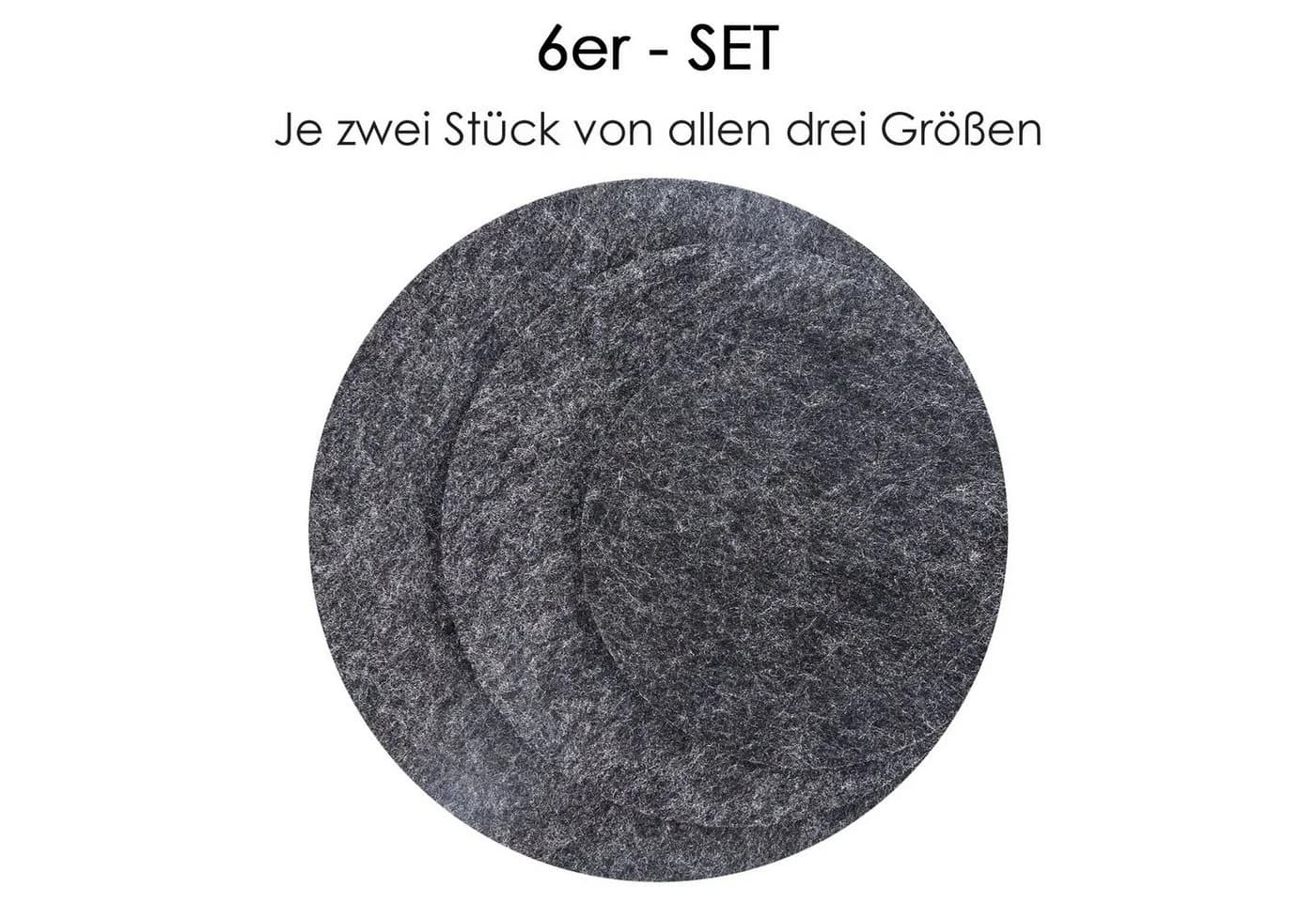 wortek Topfuntersetzer Set 6-tlg. Schwarz Filz - Bild 5