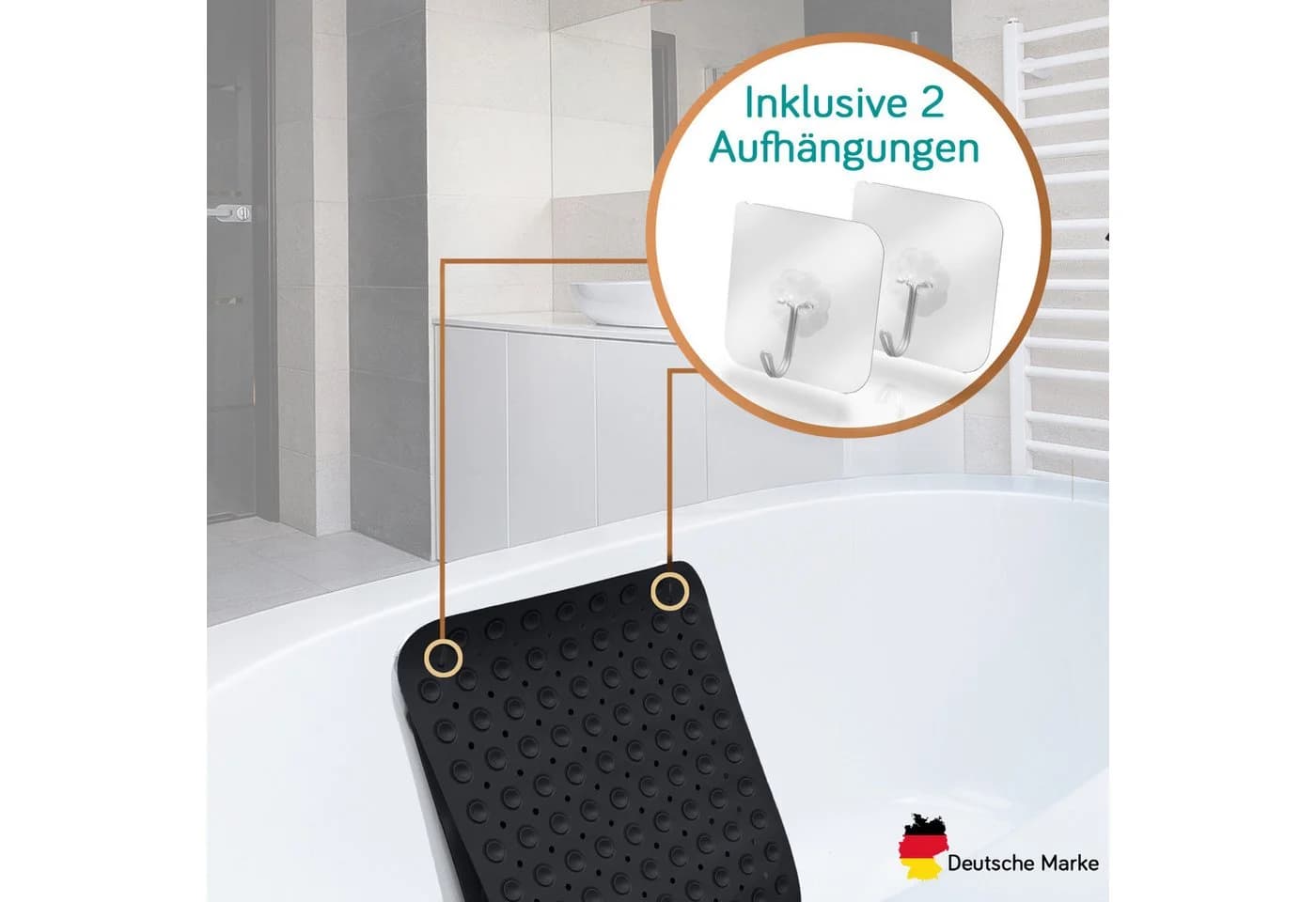 Delluxia Badewannenmatte Schwarz Rutschfest PVC Wanneneinlage - Bild 4
