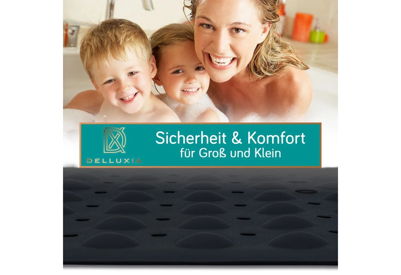 Delluxia Badewannenmatte Schwarz Rutschfest PVC Wanneneinlage - Bild 5