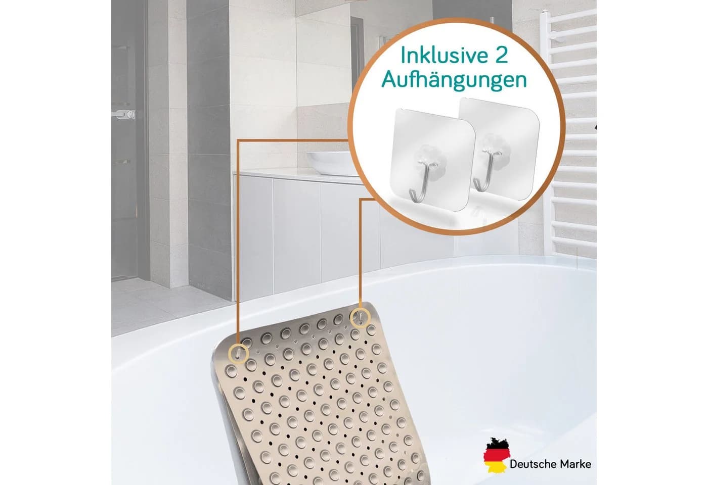 Delluxia Badewannenmatte rutschfest PVC beige/braun - Bild 3