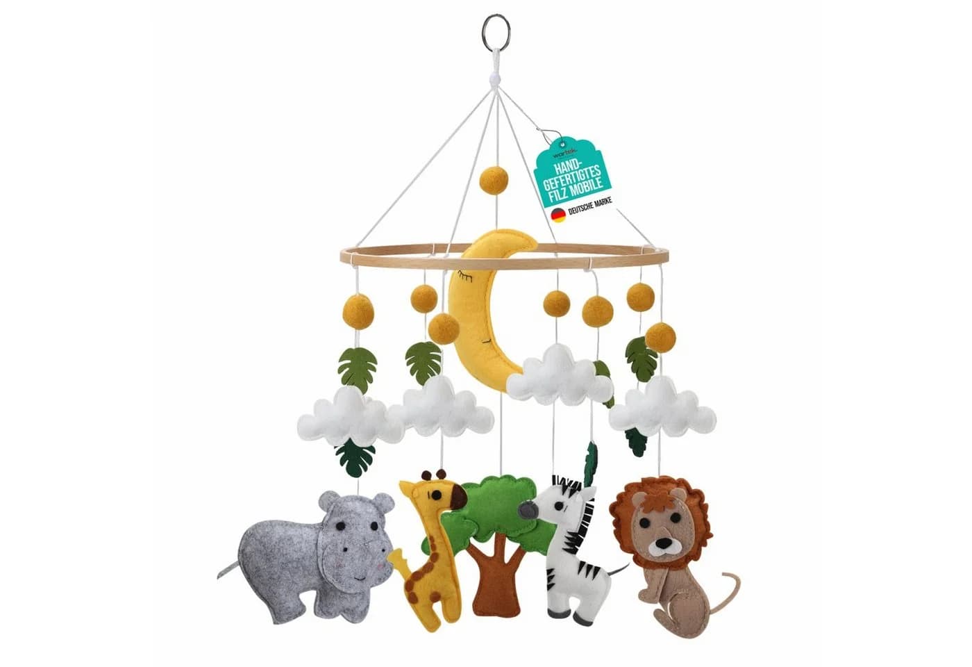 Wortek Baby Mobile Windspiel Safari Tiere Filz - Bild 2