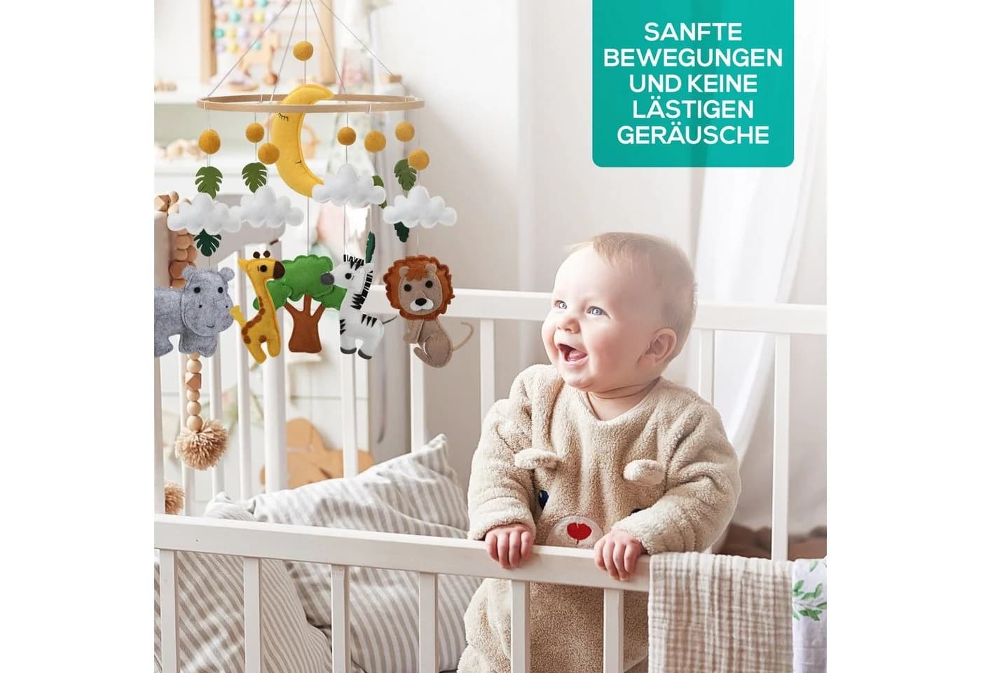 Wortek Baby Mobile Windspiel Safari Tiere Filz - Bild 3
