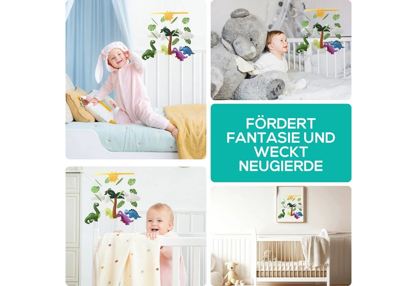 Wortek Babymöbel-Set Baby Mobile Windspiel Dino