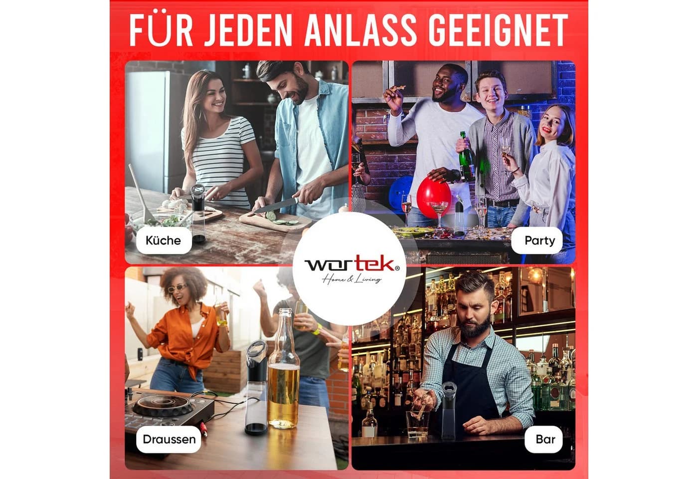 wortek Flaschenöffner mit Auffangbehälter Schwarz 2-tlg - Bild 4
