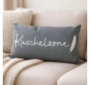 Bada Bing Kuschelzone Dekokissen Grau Feder-Motiv Bild 1