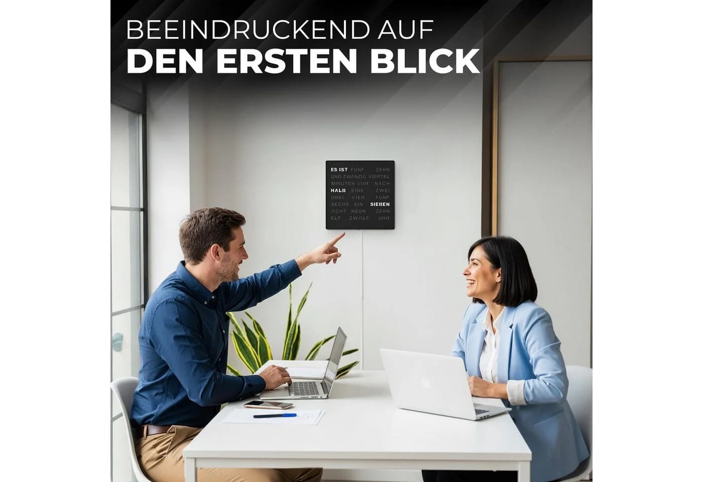 Bada Bing LED Wortuhr Tischuhr Wanduhr USB Kabel Schwarz - Bild 4