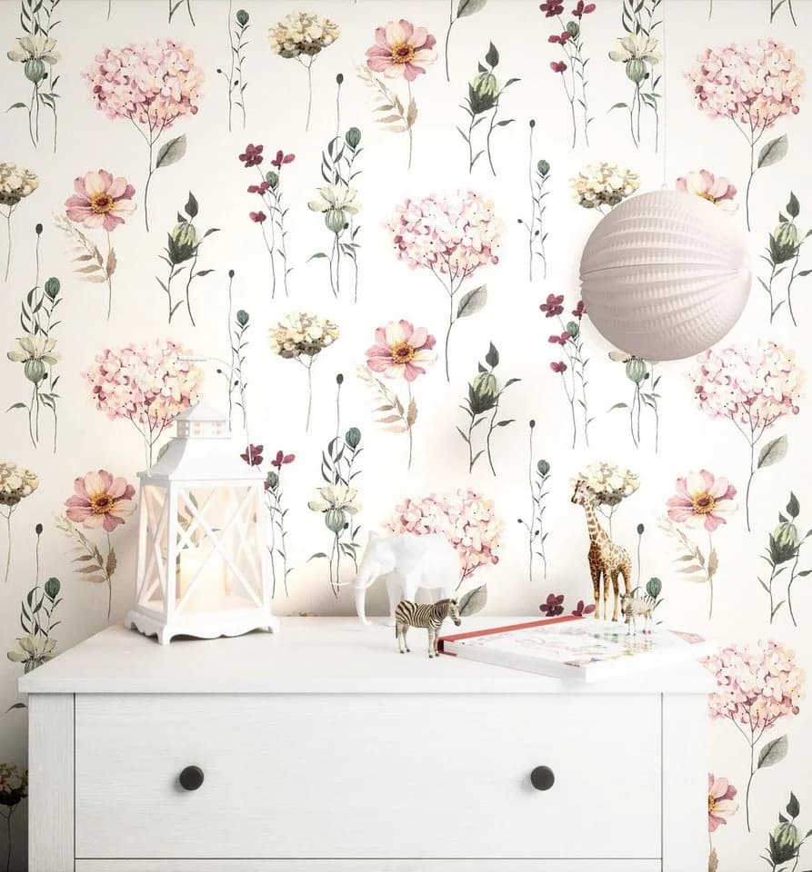 Newroom Vliestapete Rosa Blumen Hortensien Kindertapete