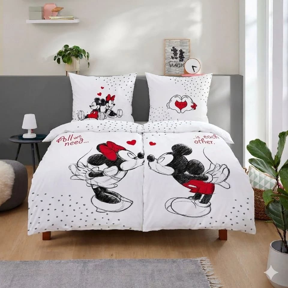 Familando Partnerbettwäsche Mickey & Minnie Mouse 4-teilig Baumwolle - Bild 2