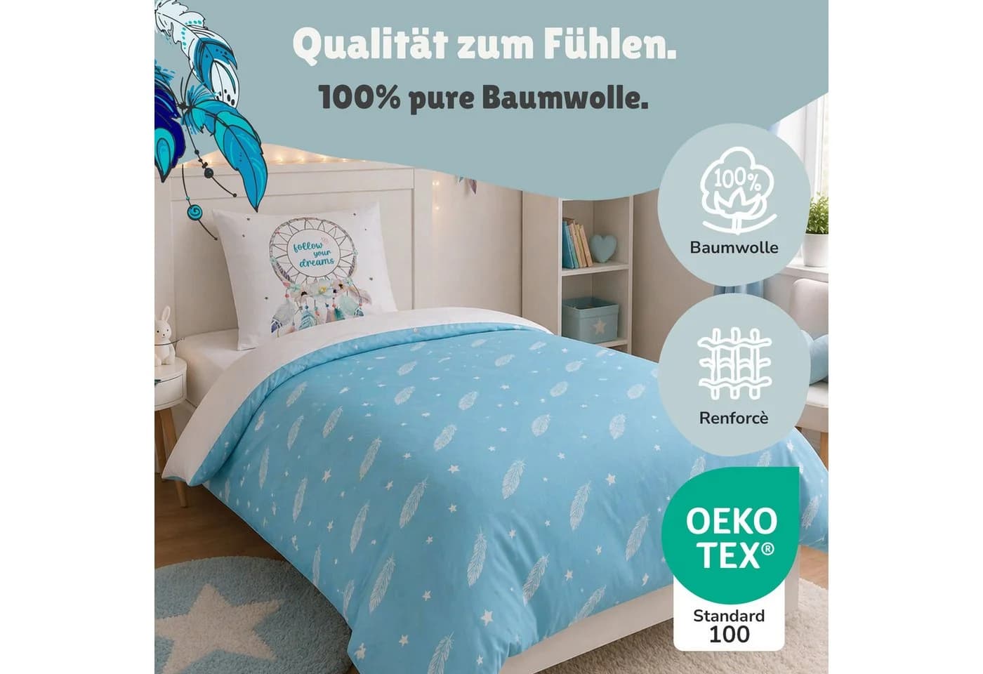 Familando Jugendbettwäsche Traumfänger Ethno-Stil Pastelltöne - Bild 3