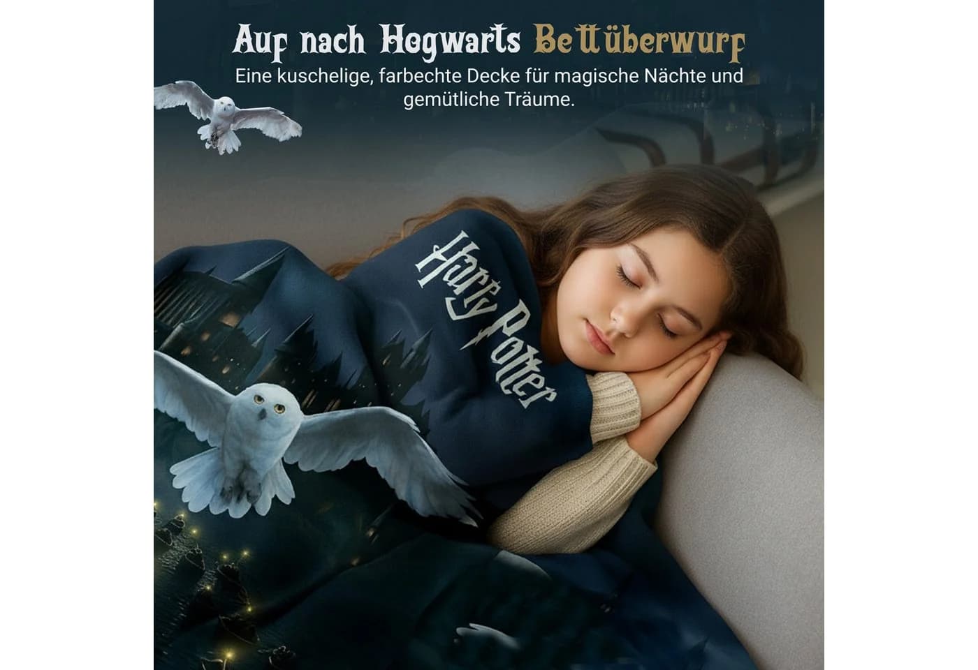 Harry Potter Kuscheldecke Hedwig 150x200 cm Familando - Bild 3