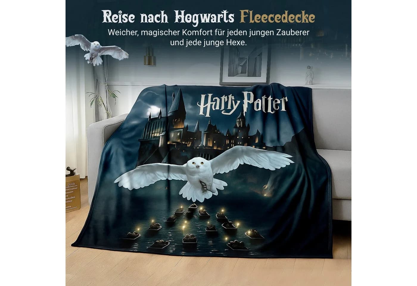 Harry Potter Kuscheldecke Hedwig 150x200 cm Familando - Bild 5