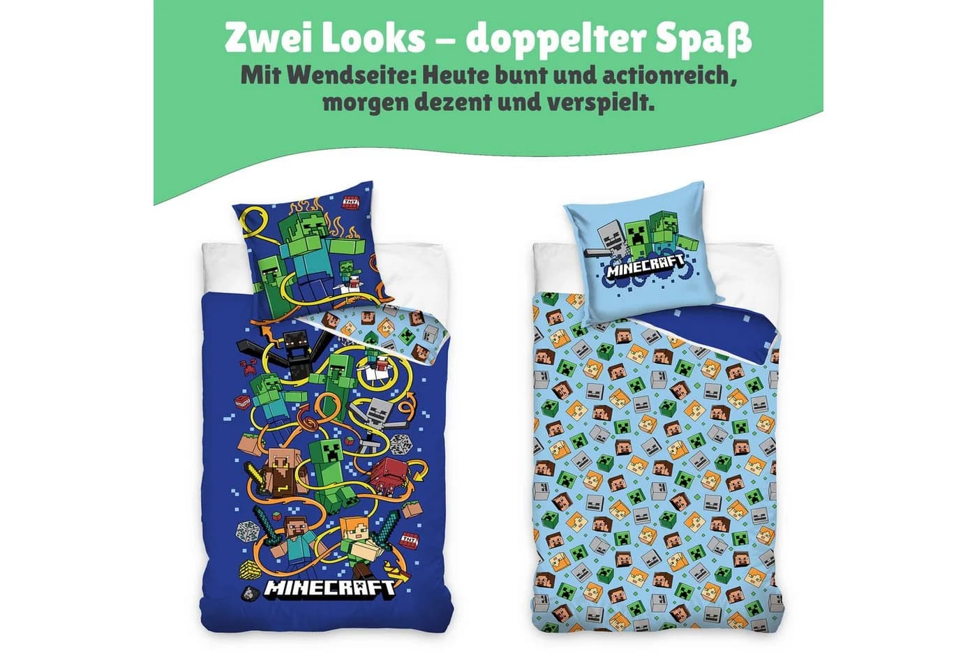 Familando Kinderbettwäsche Minecraft Slurp Bunt 2-teilig - Bild 4
