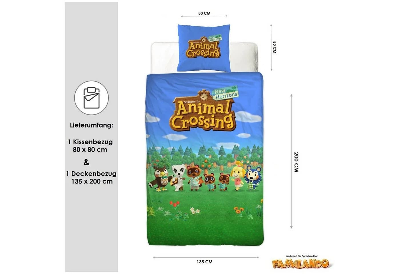 Familando Kinderbettwäsche Animal Crossing New Horizons Bunt Renforcé - Bild 3